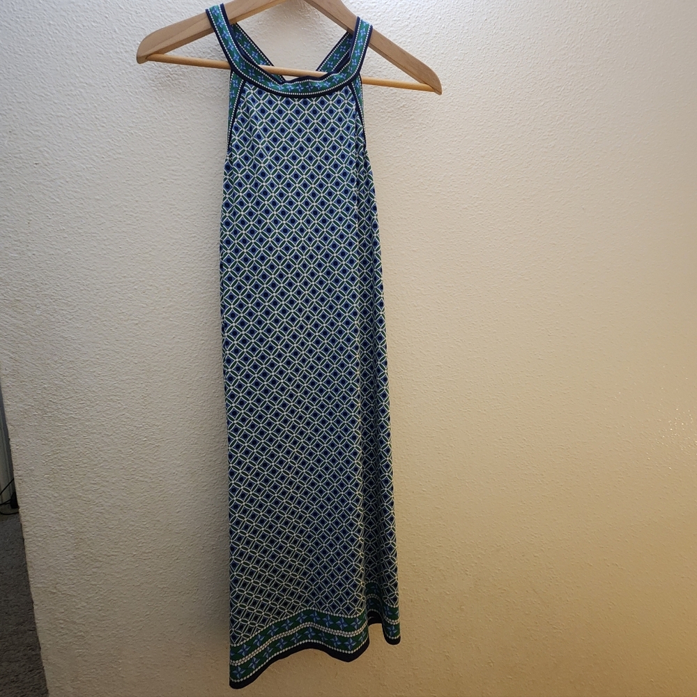 Max Studio Blue and Green Patterned Maxi Dress